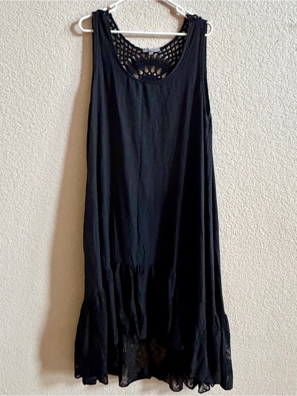 Cristina Vergani‎ Dress Women XL Black Linen Coastal Lagenlook Vacation Resort